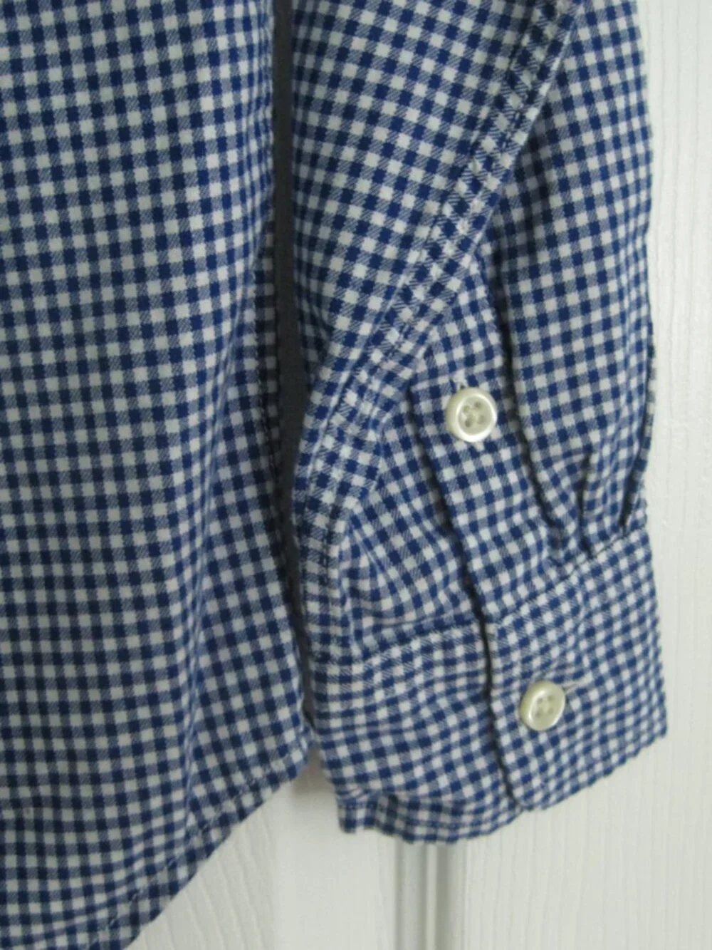 Ralph Lauren Boys Blue White Plaid Oxford Button Down Cotton Dress Shirt Sz S/8